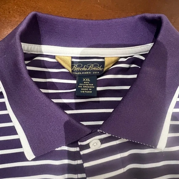 Brooks Brothers Purple and White Striped Polo - Picture 1 of 4